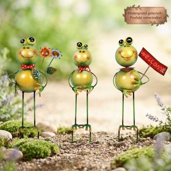 Lustige Gartenfigur Frosch Franz "welcome" ca. 42 cm - Gartendekoration